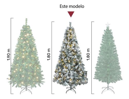 Arbol Navidad Nevado 180 Cm Frondoso 600 Ramas Luces Led