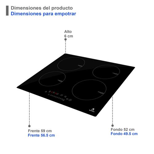 COMBO campana de pared, parrilla de inducción y gas SUPRA LUSSARI de cristal templado color negro
