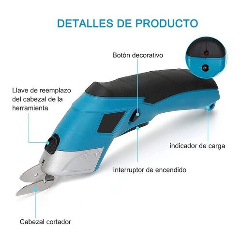 Tijera Eléctrica Inalámbrica Recargable Cortadora De Telas