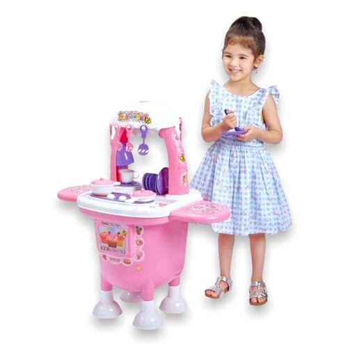 Cocina De Juguete Mini Chef Para Niños Mytoy Con Accesorios 5532 Rosa.
