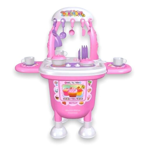 Cocina De Juguete Mini Chef Para Niños Mytoy Con Accesorios 5532 Rosa.