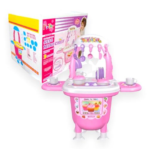 Cocina De Juguete Mini Chef Para Niños Mytoy Con Accesorios 5532 Rosa.