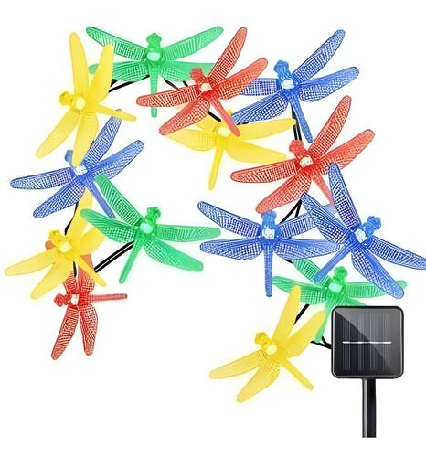 Serie De Luces Coloridas Libélula Carga Solar 6.5 M