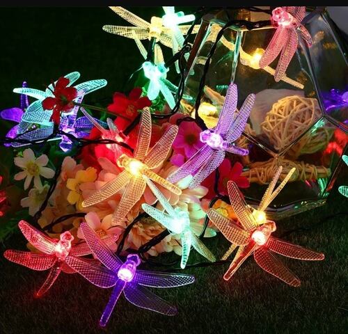 Serie De Luces Coloridas Libélula Carga Solar 6.5 M
