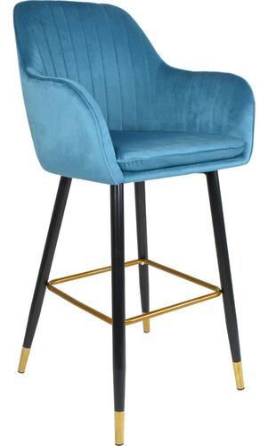 Silla Eames Alta Tapizada Sillon Azul Terciopelo