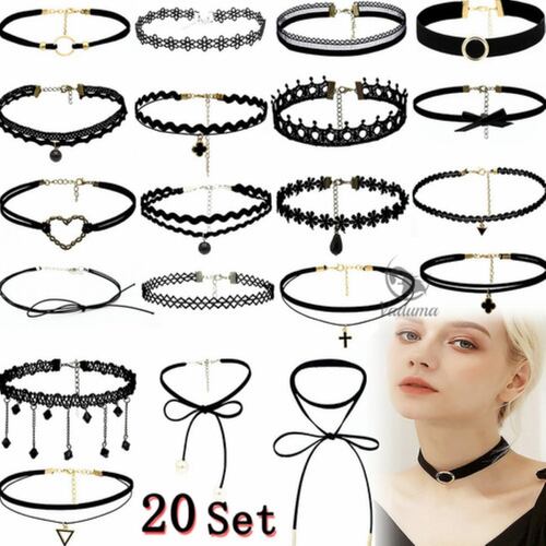 20 Gargantilla Choker Necklaces Black Lace