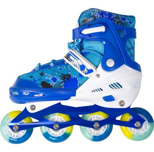 Patines En Linea Niños Azul + Equipo Proteccion Seguridad