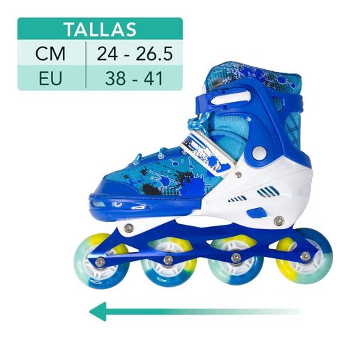 Patines En Linea Niños Azul + Equipo Proteccion Seguridad