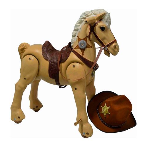 Caballo Montable Bronco Para Niños Con Accion De Avance Color Cafe.