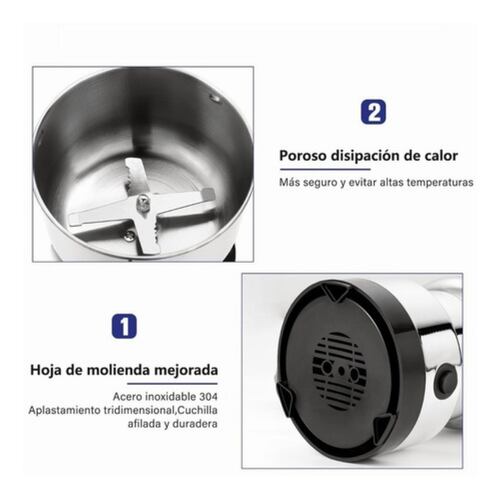 Molino Pulverizador Electrico Granos  Plateado