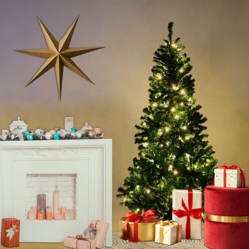 Arbol Navidad Verde Frondoso 2.20 Cm 1104 Ramas Luces Led