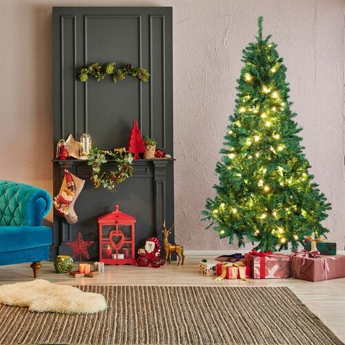 Arbol Navidad Verde Frondoso 2.20 Cm 1104 Ramas Luces Led