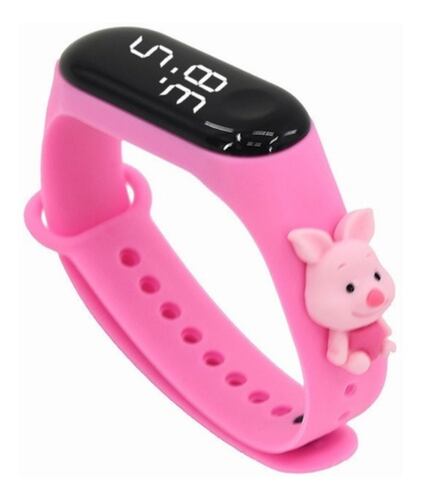 Reloj Deportivo De Dibujo Animado Infantil Cerdito Rosa 