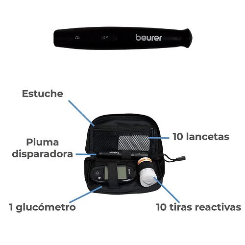 Glucómetro Medidor De Nivel Azucar en Sangre - Glucemia P/ Diabetes GL44 Beurer.