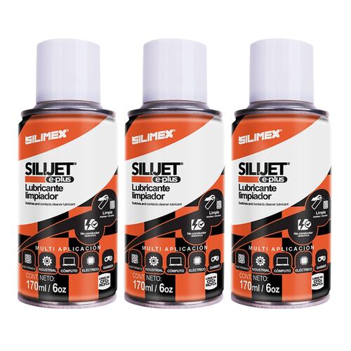 3 Pack - Lubricante, Silimex Silijet e-plus, limpiador dieléctrico de 170 ML.