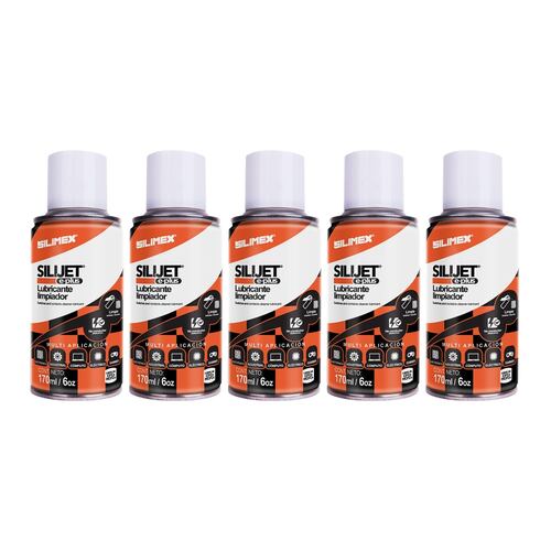5 Pack - Lubricante, Silimex Silijet e-plus, limpiador dieléctrico de 170 ML.