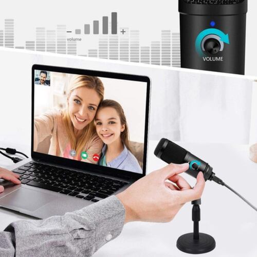Micrófono Condensador Con Divisor Audio Soporte Telescópico