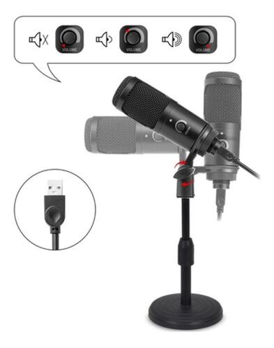 Micrófono Condensador Con Divisor Audio Soporte Telescópico