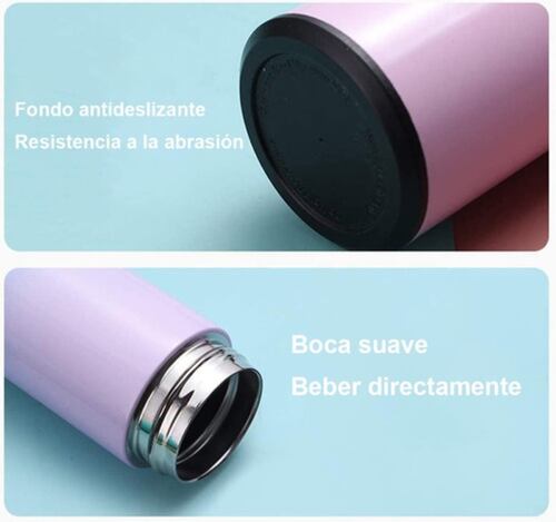 Termo Digital De Acero Inoxidable, Inteligente De 500ml Morado con Rosa