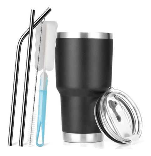 Vaso Térmico C/aislación Popote Y Cepillo De Limpieza 30 Oz