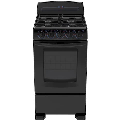Estufa IEM EI5020BAPN0 a gas 4 quemadores negra puerta con visor 63L