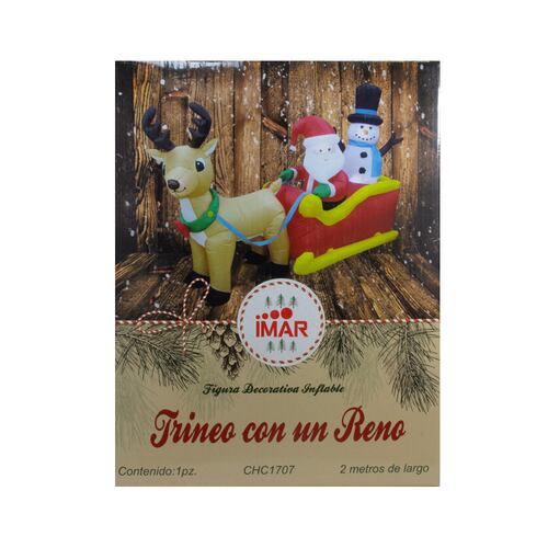 Inflable Navideño Santa Claus Con Reno Trineo Luz Led 2 Mts de Largo