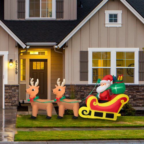 Inflable Navideño Santa 2 Renos Trineo Luz Led 1 Mt Adorno