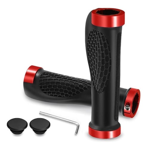 Puños Para Bicicleta, Agarre Ergonómico Rojo con Negro