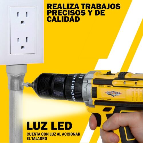 Rotomartillo 330 W 2 Amp Taladro Inalambrico 1/2" Atornillador 1300 RPM Reversible Torque 35 N/M Gutstark