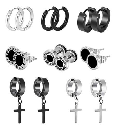 8 Pares de Aretes  de Acero Inoxidable
