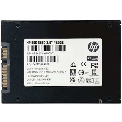 Unidad Estado Solido SSD 480GB HP S650 345M9AA##ABB.