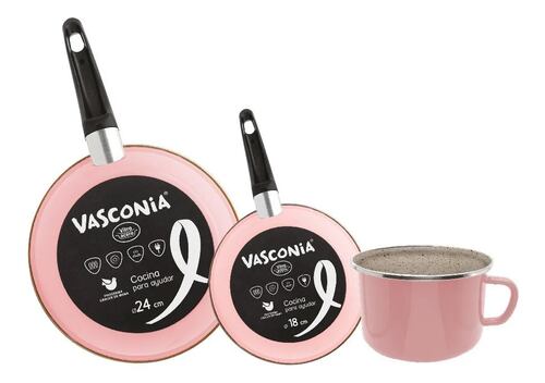Bateria 5 Piezas Linea Rosa Duraflon Alto Rendimiento 38514