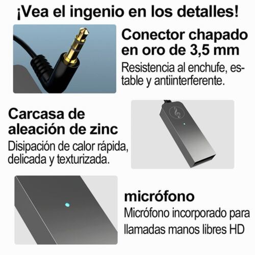 Receptor Bluetooth 5.0 Usb Con Jack 3.5 Aux Para Auto 