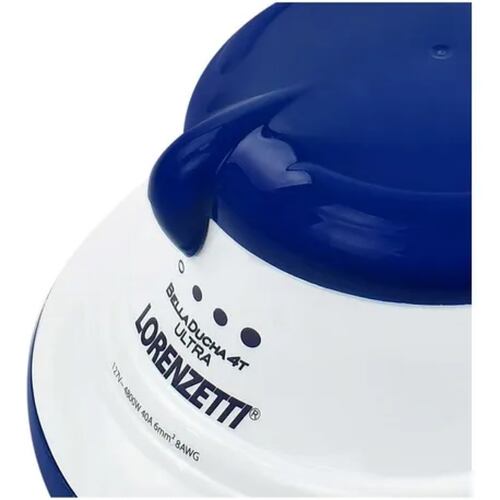 Regadera eléctrica de pared Lorenzetti Bella Ducha 4T blanca y azul 4800W 127V.