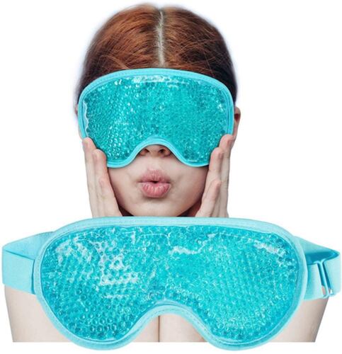 Mascarilla De Compresa Caliente Gel De Hielo Para Ojeras Celeste