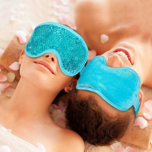 Mascarilla De Compresa Caliente Gel De Hielo Para Ojeras Celeste