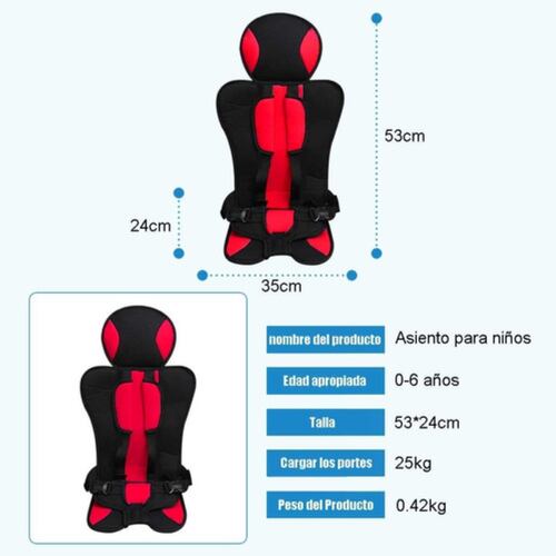 Asiento De Bebé Para Coche Plegable Negro Con Rojo 