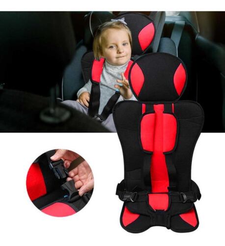 Asiento De Bebé Para Coche Plegable Negro Con Rojo 
