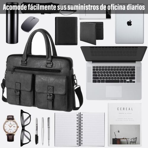 Portafolio De Cuero Impermeable Para Laptop Negro