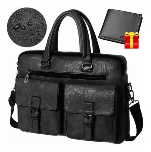 Portafolio De Cuero Impermeable Para Laptop Negro