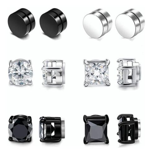 6 Pares Aretes Piercing Falso Con Imán 