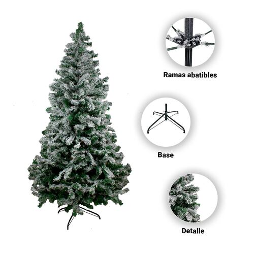 Árbol de Navidad Verde Con Ramas Nevadas Ajustables Plástico Resistente 150 cm