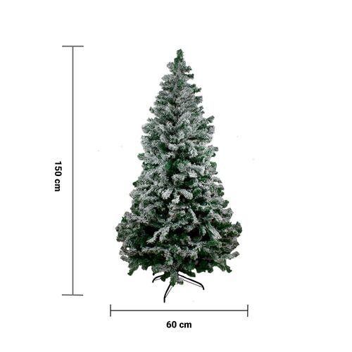 Árbol de Navidad Verde Con Ramas Nevadas Ajustables Plástico Resistente 150 cm
