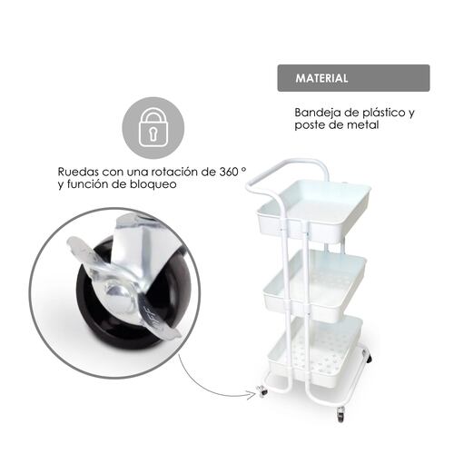 Carrito Multifuncional Organizador Blanco