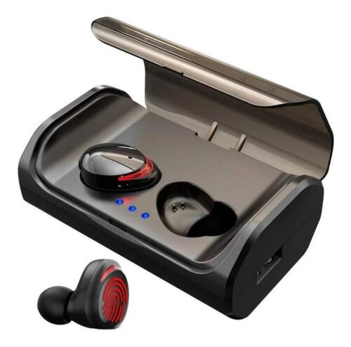 Audífonos in-ear inalámbricos Arbily T8 negro con luz rojo LED