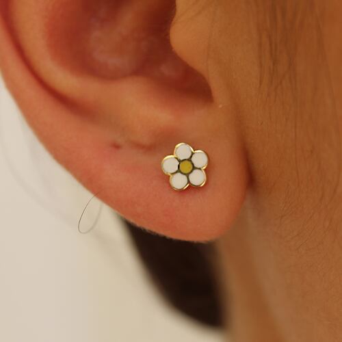 Aretes Oro Italiano 14k Margaritas