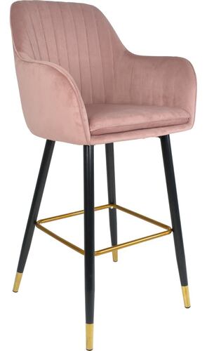 Set 2 Sillas Altas Tapizadas Banco Terciopelo Velvet Rosa 