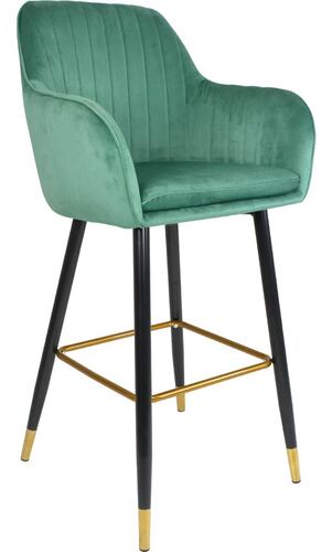 Set 4 Sillas Altas Tapizadas Banco Terciopelo Velvet Verde