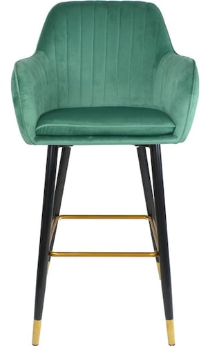Set 4 Sillas Altas Tapizadas Banco Terciopelo Velvet Verde
