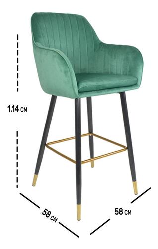 Set 4 Sillas Altas Tapizadas Banco Terciopelo Velvet Verde